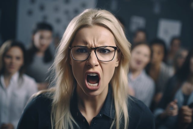 パワハラ加害者が部下を叱責する様子